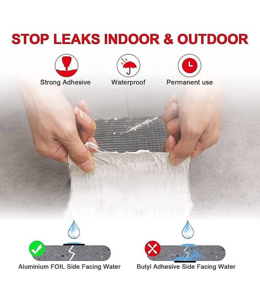 RAMDEV ENTERPRISE Leakage Repair Water Proof Tape For Pipe Leakage Duct Tape Water Leakage Tape Solution Aluminium Foil Tape Waterproof Adhesive Tape Sealing Butyl Rubber Elephant Tape For Leakage (10cm*5m). view 2