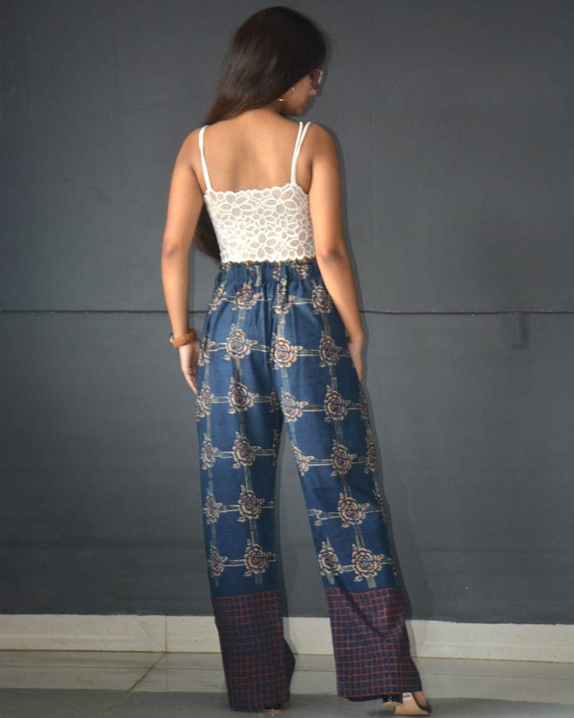 Indigo Rose Ajarak Hand Block Prined Cotton Pants For Women view 5