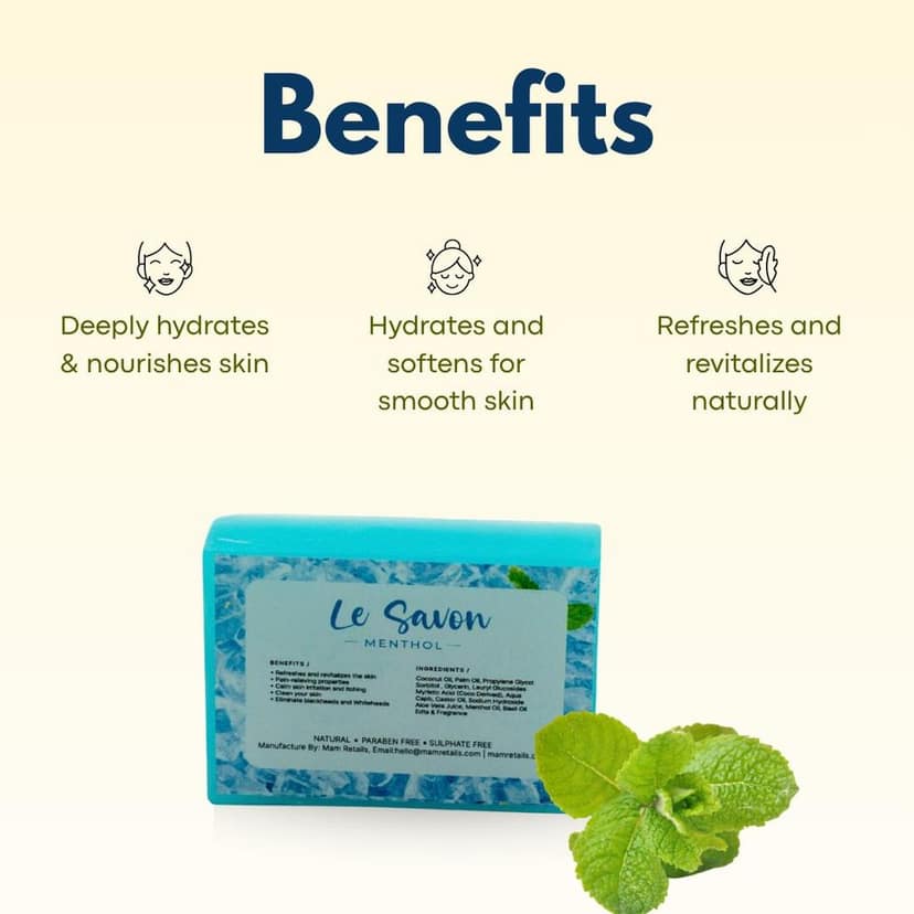 Le Savon Menthol Soap - Natural, Paraben Free, Sulphate Free view 4