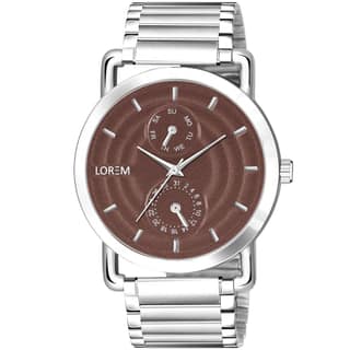 LOREM Black 3D Embossed Stainless Steel Analog Watch for Men LR120-UF