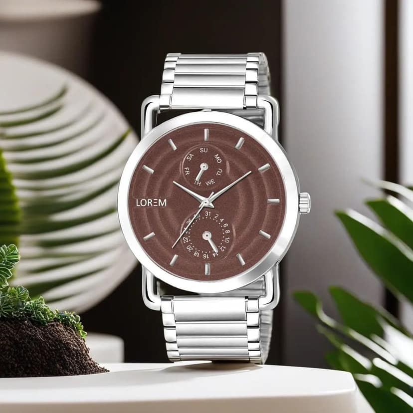 LOREM Black 3D Embossed Stainless Steel Analog Watch for Men LR120-UF view 2