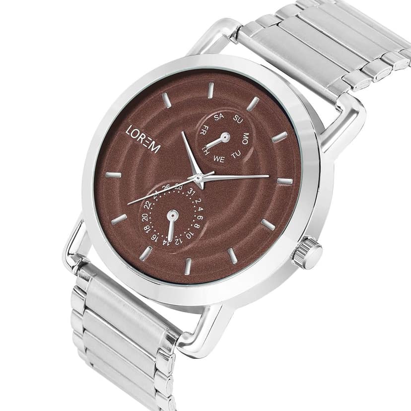LOREM Black 3D Embossed Stainless Steel Analog Watch for Men LR120-UF view 4