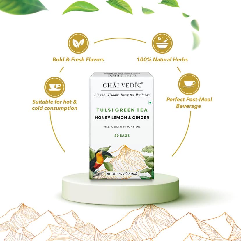 Chai Vedic | Honey Lemon Ginger | Green Tea | Tea Bags | Tea Powder view 6