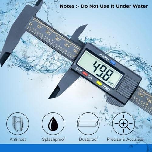 SKADIOO Plastic Vernier caliper, Digital vernier caliper, Vernier caliper 6 inch, Electronic Gauge Micrometer, with LED Screen view 3