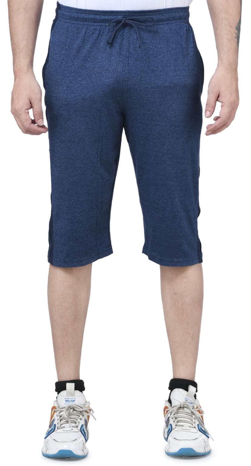 I Bulls, Designer Self Design Hosiery Cotton Regular Fit Three Quarters/Three Fourths/Three by Fourth /3/4 / Capri for Men- Casual/Sports Wear with Zip Lock Pockets view 2