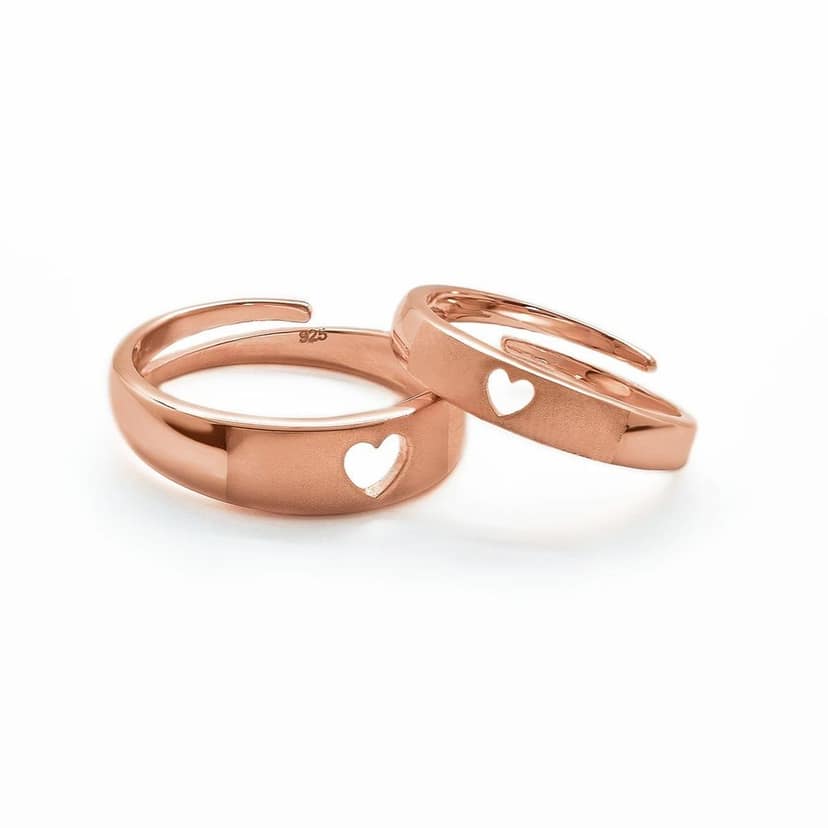 Rose Gold Better Half Couple Rings