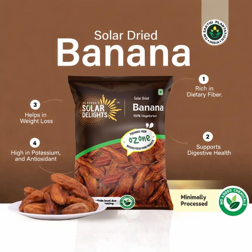 Solar Dried Banana 200g – Ozone-Washed, No Preservatives | Farm-Fresh Indian Banana | Dr. Renga’s Solar Delights view 4