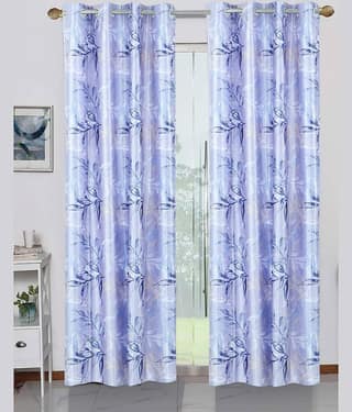 BELLA TRUE - Set of 2 Door Digital Printed Semi-Transparent Eyelet Polyester Off White Curtains ( 212 x 120 cm )