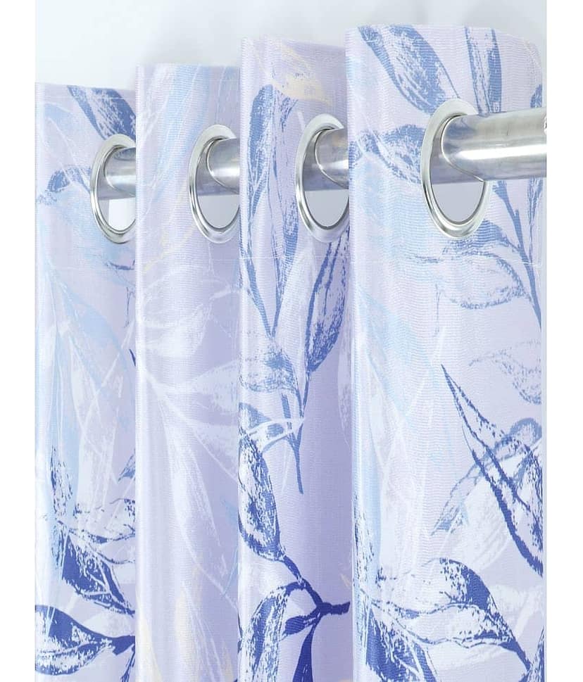 BELLA TRUE - Set of 2 Door Digital Printed Semi-Transparent Eyelet Polyester Off White Curtains ( 212 x 120 cm ) view 2