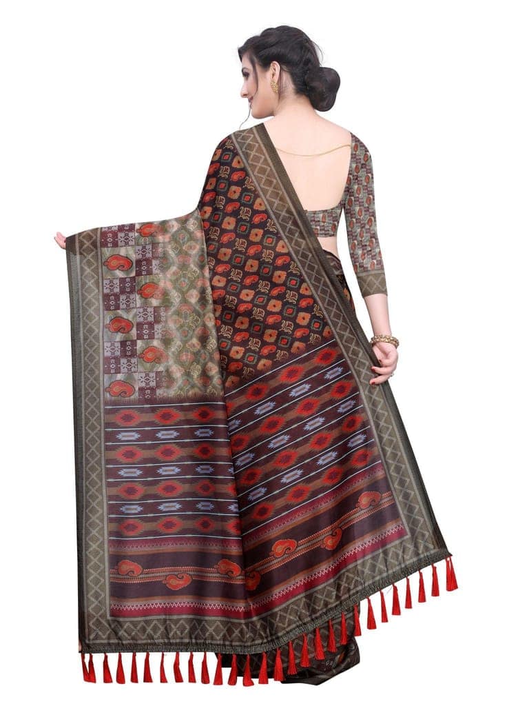 Silk Zone Women's Cotton Blend Digital Printed Multicolor Saree With Unstitche Blouse Piece view 4
