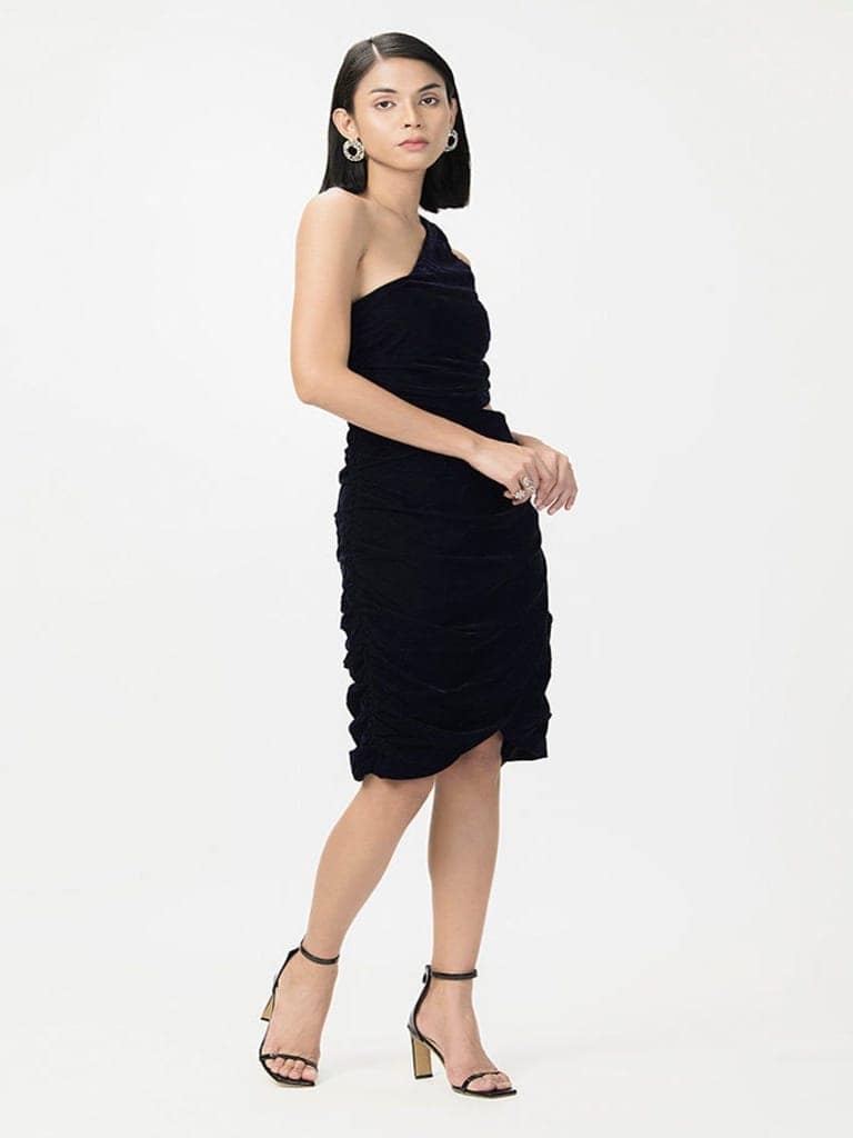Ruched Velvet Party Dress view 5