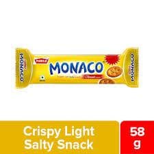 Parle Monaco Biscuit - Classic Regular, Salted Snack, 52.2 G (Get 5.8 G Extra)