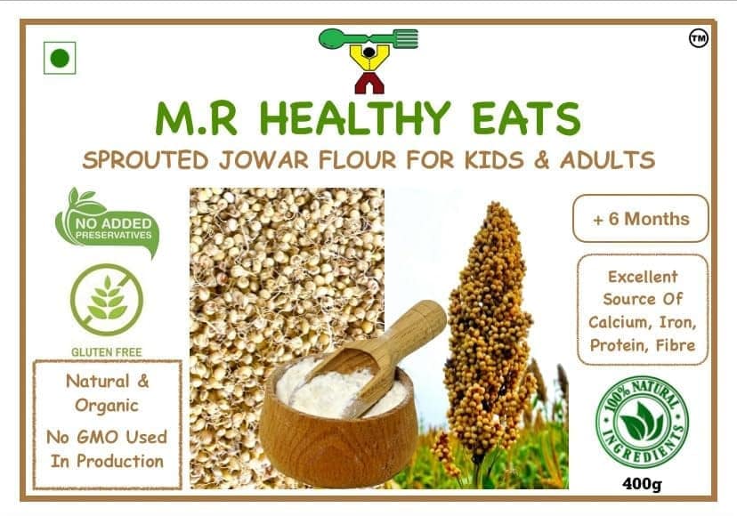 M.R Healthy Eats- Organic Sprouted Jowar Flour For Kids & Adults In Food-Grade Container 400 gms each (Pack of 2) (+6 Months) view 3