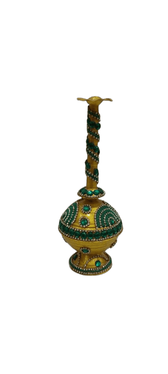 Golden and green traditional Indian wedding water sprinkler