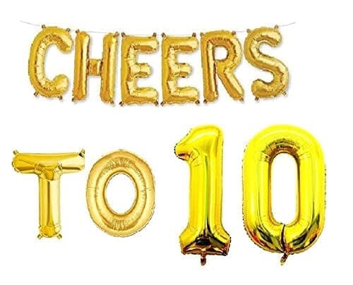 Partyzon Gold Cheers to Birthday Foil Balloon Combo Party Decoration for Anniversary Celebration 16 Inches