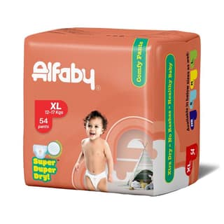 Alfaby Super Duper Dry Comfy Pants - Diapers for Babies Size XL (12-17 kgs) - Pack of 54