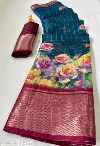 Floral Printed Dola Silk Saree