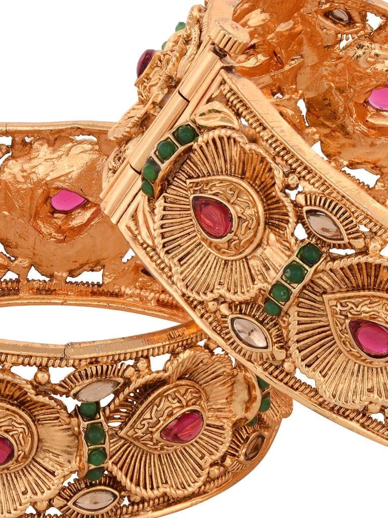 Set Of 2 Gold Toned Petal Motif Openable Bridal Bangles view 8