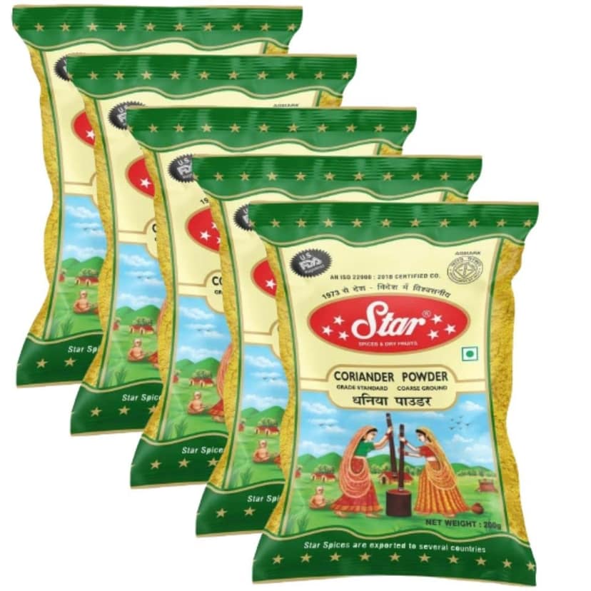 Star Spices Coriander Powder, 200 gm - Pack of 5
