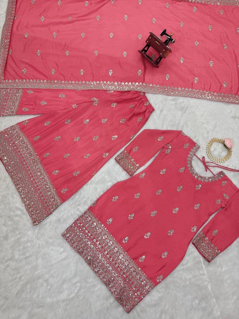 Pink Purple Yellow Salwar Kameez Readymade Pakistani Stitched New Indian Ready To Wear Wedding Suit view 4