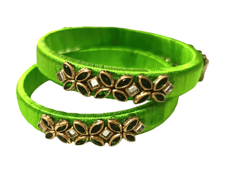 Silk Thread Bangles with Floral Design