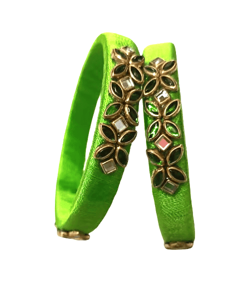 Silk Thread Bangles with Floral Design view 2