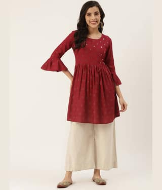 Kbz Women's Rayon Empire Top ( Maroon )