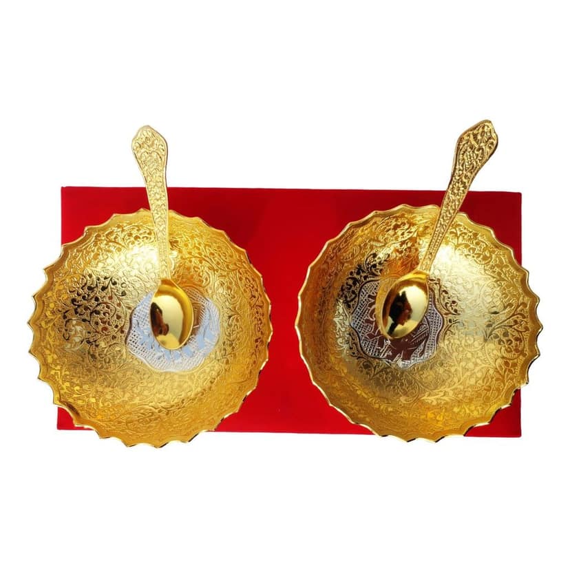 Decorative Brass 2 Bowl Set With Velvet Box (BMAS148) view 4