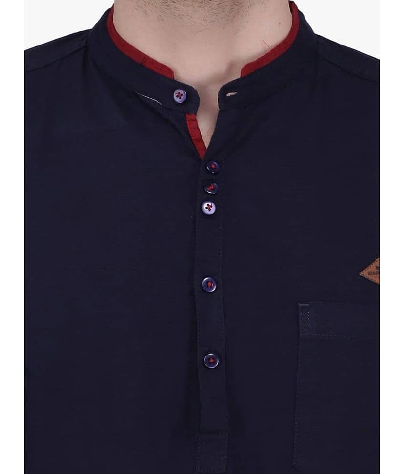 Kuons Avenue - Blue Linen Men's Regular Kurta ( Pack of 1 ) view 2