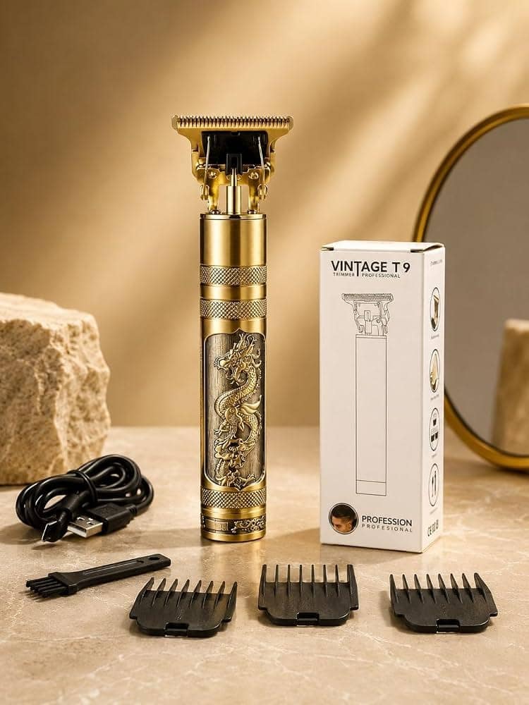 Vintage T9 Professional Hair & Beard Trimmer for Men | Cordless Rechargeable T-Blade Trimme view 3