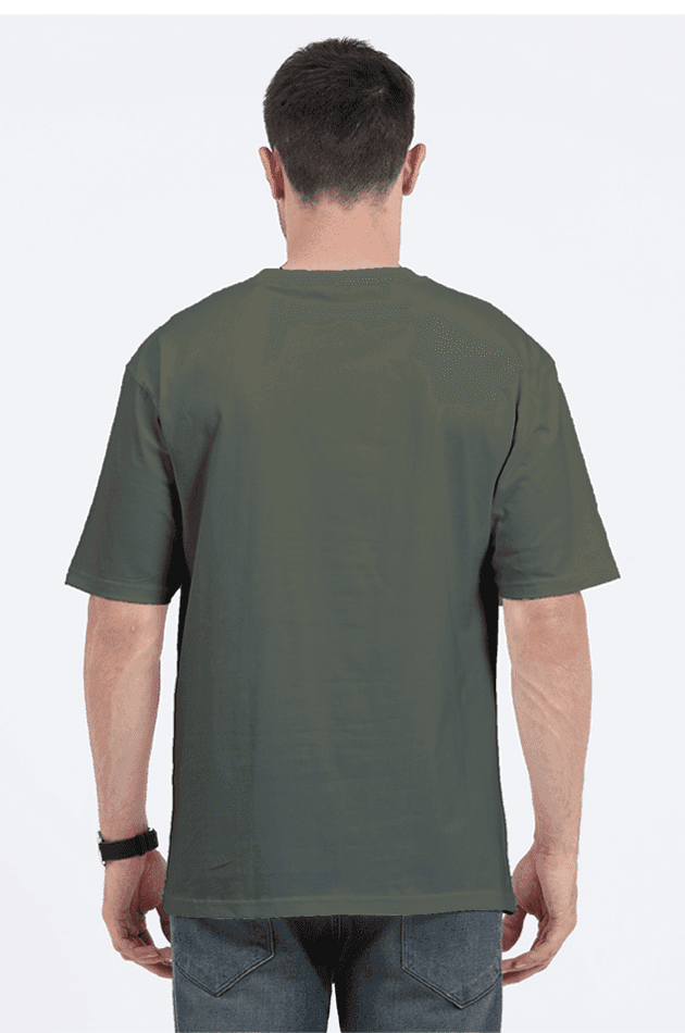 Clothikoo Classic Oversized T-Shirt (Olive Green Colour, 240 GSM) view 2