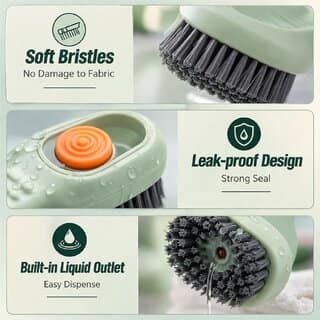 Shoe Cleaning Brush with Built-in Refillable Liquid Soap Dispenser | Non-Slip Handle | Durable Bristles for Effortless Cleaning of Footwear, Floors & Bathroom Surfaces view 2