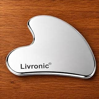 Livronic® Premium Stainless Steel Gua Sha Tool for Face & Body | Metal Facial Massage Tool for Lymphatic Drainage, Skin Tightening, Jawline Sculpting, Anti-Aging, Neck, Eyes & Full Body Muscle Massage
