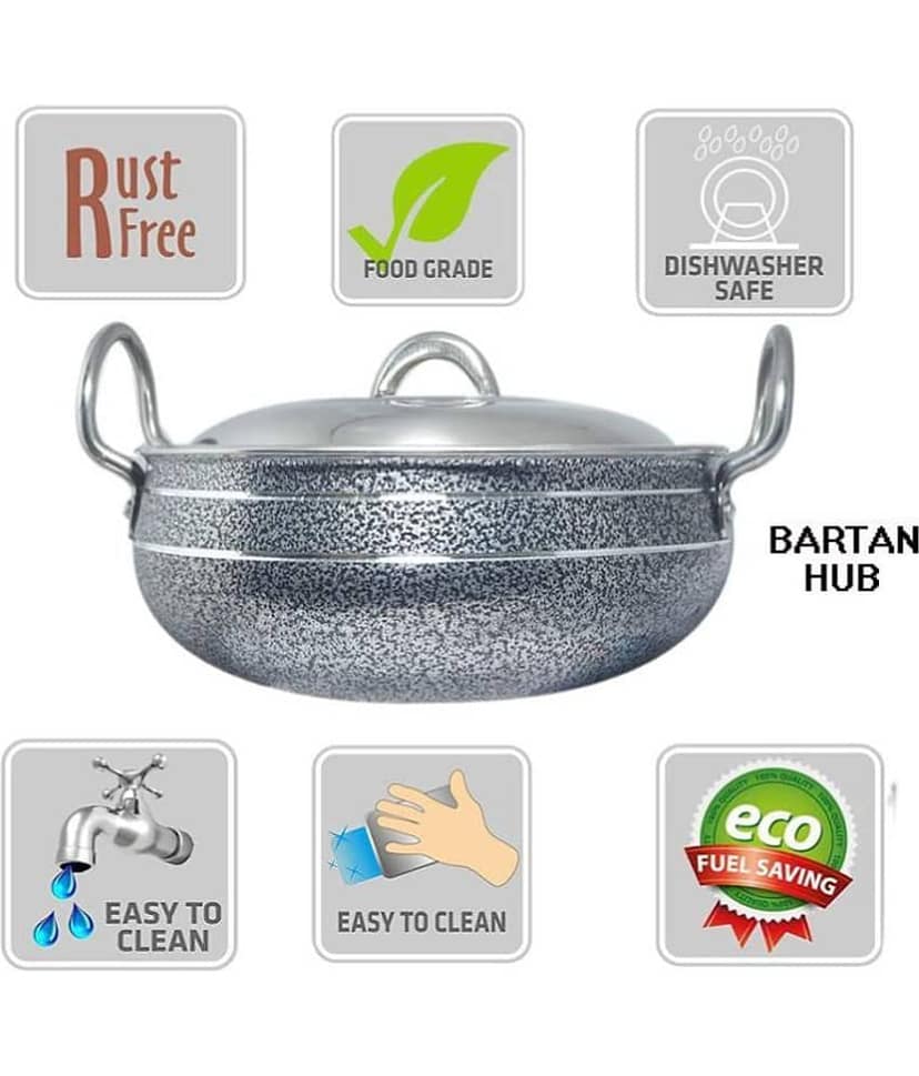 bartan hub - na Aluminium Enamle Handi 1500 ml ( Pack of 1 ) view 2