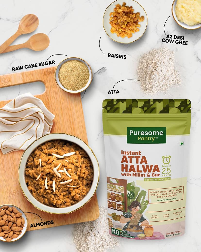 Instant Atta Halwa with Millet & Gur view 2