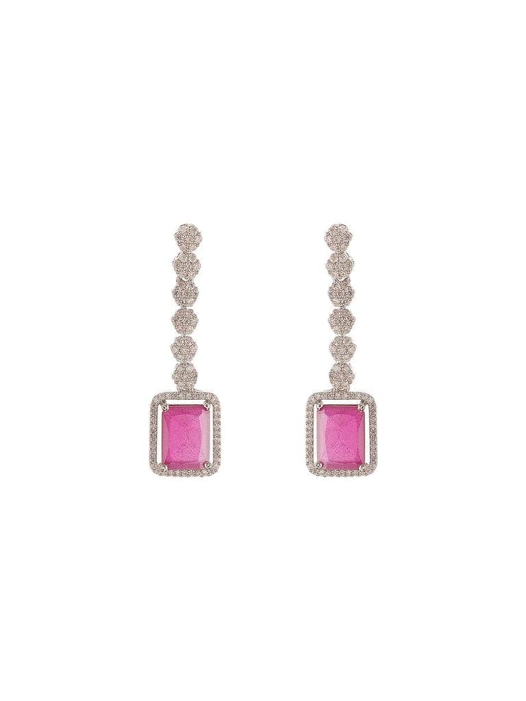 Silver Toned Ruby Red AD Zircon Studded Dangling Cocktail Jewellery Set view 7