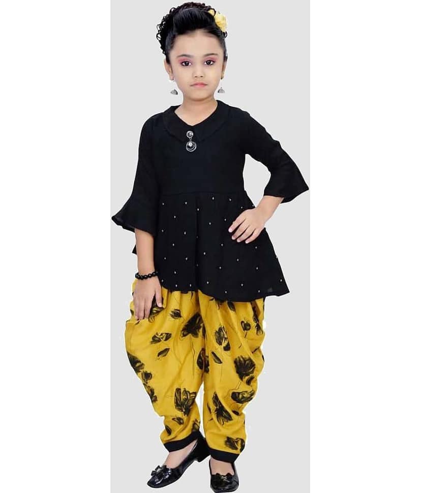 9stiches - Red Rayon Girls Top With Dhoti ( Pack of 1 )