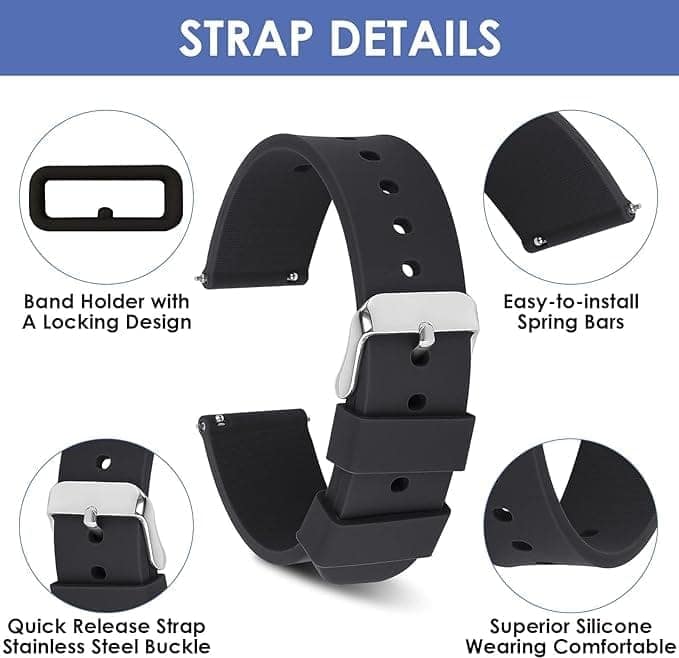 Exelent Smart Watch Strap 20mm Watch Strap Sillicon Belt for Compatible Noise ColorFit Icon Buzz (Black) view 4