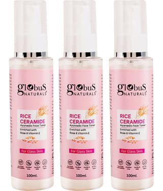 Globus Naturals Rice Ceramide Ayurvedic Face Toner, For Korean Glass Skin,100 ml (Pack of 3)