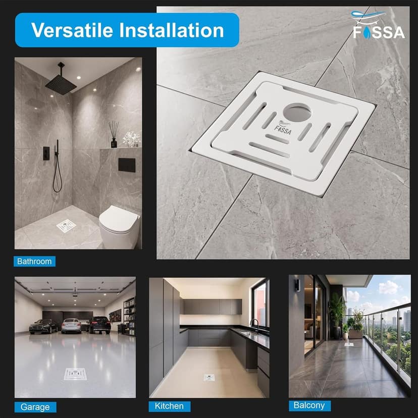 Areas 6x6 Inch Ceramic With Melamine Floor Drain – White (RW-216) view 4