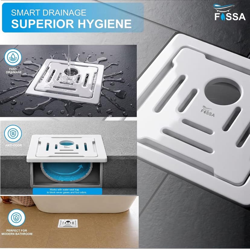 Areas 6x6 Inch Ceramic With Melamine Floor Drain – White (RW-216) view 7