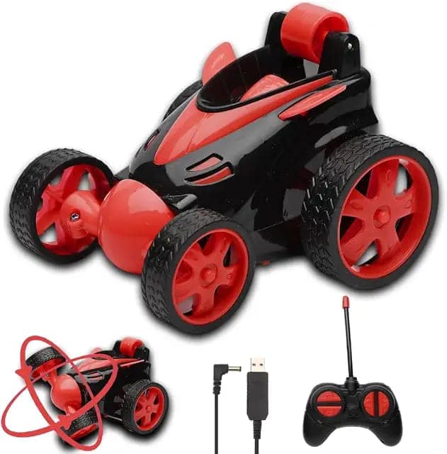 Gooyo DB2069 360° Rotating & Rolling Stunt Car Toy with Demo Functions|Spin, Stunt, Flip Functions|Remote Control Stunt Car Toy for Kids|Red|in-Built Battery|Gift Box Packaging view 3