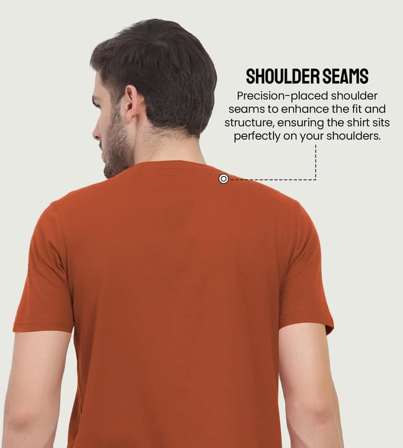 Freecultr Truly Classic Organic Men's Cotton T-Shirt | Solid Round Neck Half Sleeve | Plain Stylish t Shirts | Regular Fit | Casual T Shirt for Man Pack of 1-Rust Orange view 2