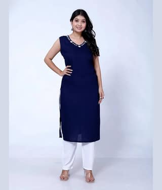 Kanchan Fabrics Pack of 1 Rayon Embroidered Straight Women's Kurti - ( Blue )