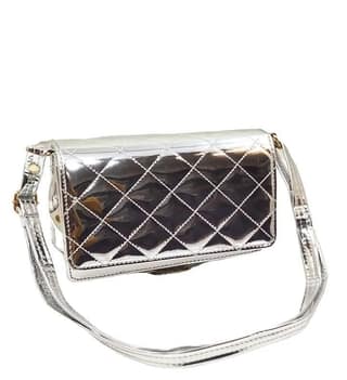 Magnifique Women's Hand/Sling/Side Bag/purse Polyurethane Western (Silver)