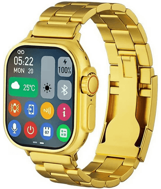 SKYRISE Ultra Max Golden Edition Smartwatch | Heart Rate | Steps | Wireless Charging Smartwatch (Golden Strap, 2.09 Inch Big Sunlight Proof Display)