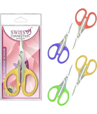 Swiss Connection Multipurpose Scissors Light Weight Stainless Steel & flixible handle sharp edge & easy to grip for Men & Women (Pack of 4)