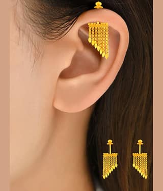 LUV FASHION Golden Threader Earrings ( Pack of 1 )