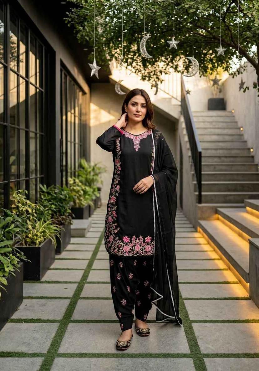 Heavy Roman Silk Suit Set for Festive Wear