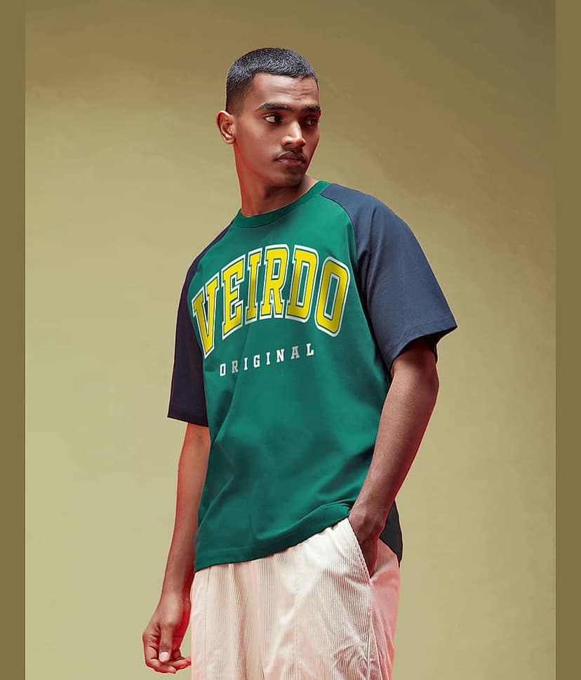 Veirdo Men Cotton Oversized Fit Printed T-Shirt ( Multicolor ) view 2
